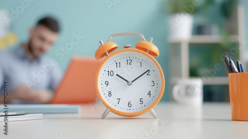 Obraz na płótnie Businessman with clock in office w salonie