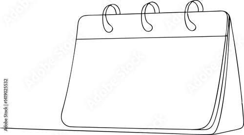 Continuous Line Drawing of Calendar Planner, Table Calendar Minimalist Design Concept