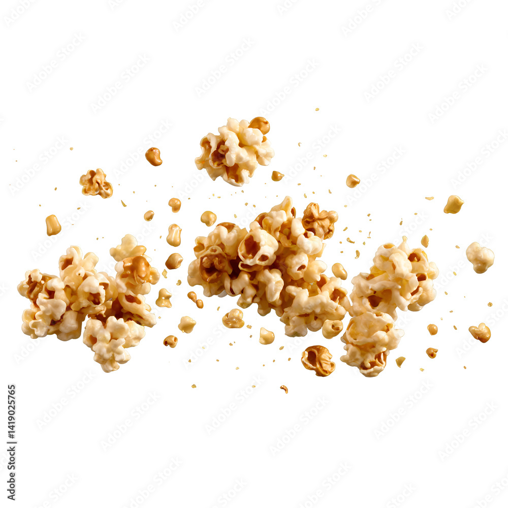 Whimsical Caramel Popcorn Clusters Levitate in Delightful Formation against a Neutral Setting for a Unique and Appetizing Visual Treat Whimsical Caramel Popcorn Clusters Levitate in Delightful Formation against a Neutral Setting for a Unique and Appetizing Visual Treat