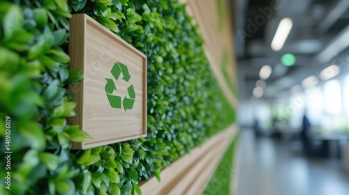 Obraz na płótnie Eco-friendly building concept with green plants and a group of people in an office interior background w salonie
