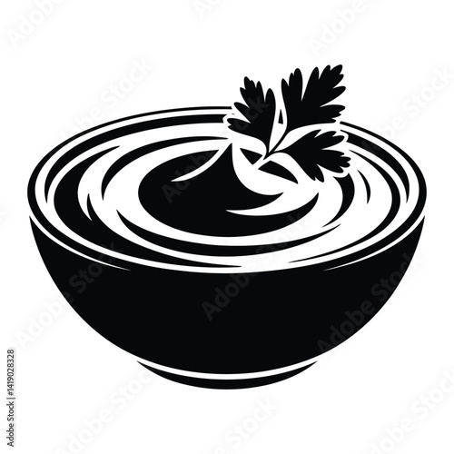 Hummus Silhouette, Vector, Icon, Logo, White Background.