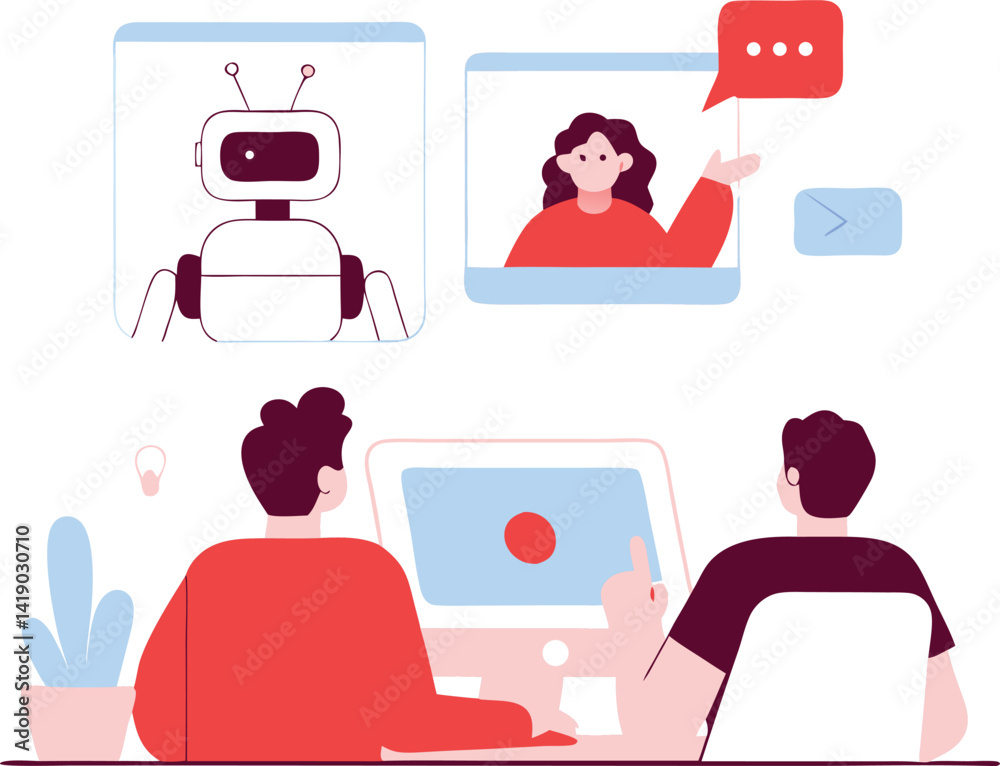 Flat Isometric Vector Concept of Distance Learning with AI Technology
Flat Isometric Vector Concept of Distance Learning with AI Technology