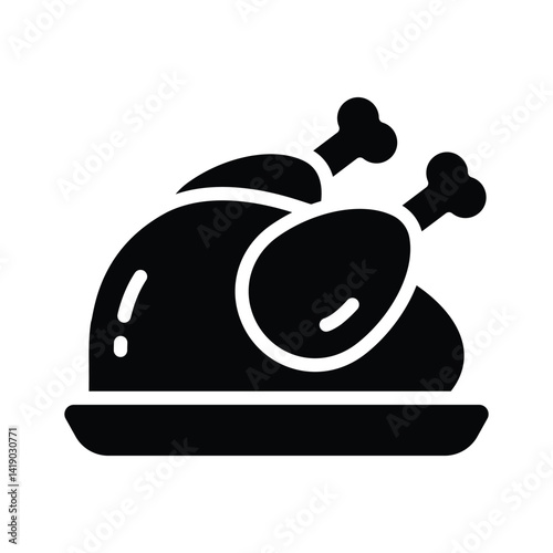 Get a sight of this glyph style icon of roasted chicken