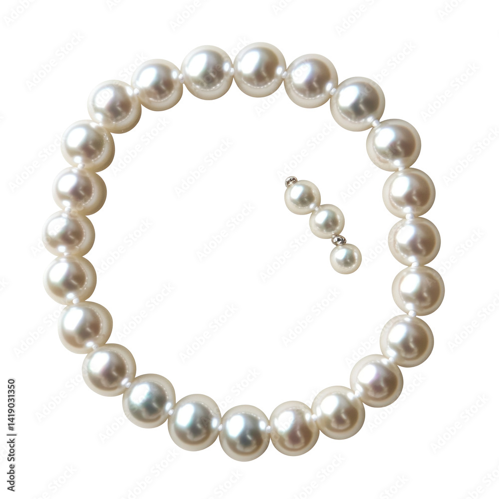 Fototapeta premium Pearl Necklace Flat Lay With... on a transparent background