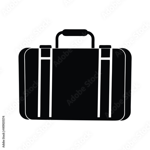 Suitcase Stencil Icon Vector Illustration
