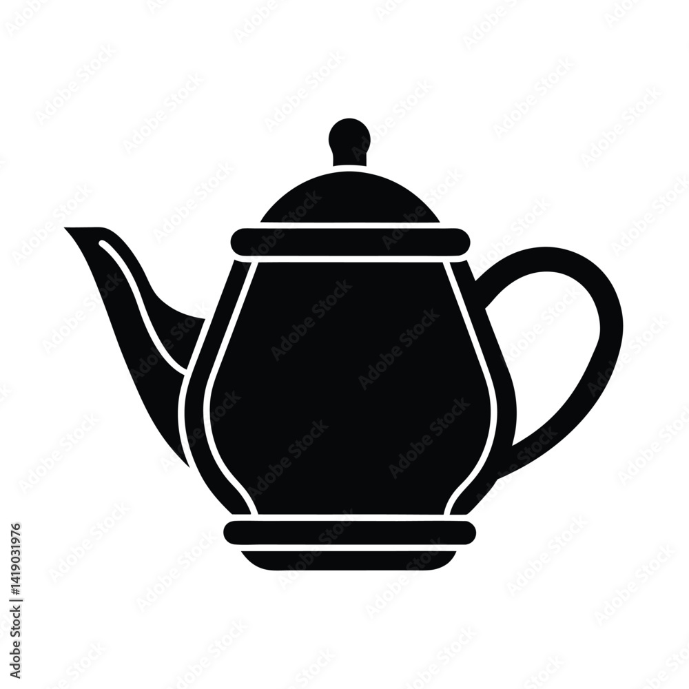 Teapot Stencil Icon Vector Illustration Teapot Stencil Icon Vector Illustration