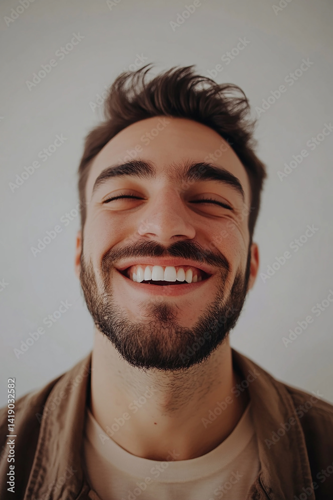 Obraz premium Business man on white background, Business man smiling close-up