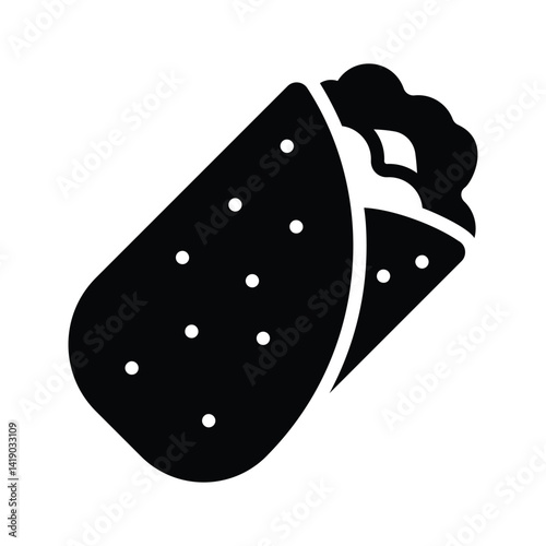 Get a glimpse of glyph style icon of burrito wrap