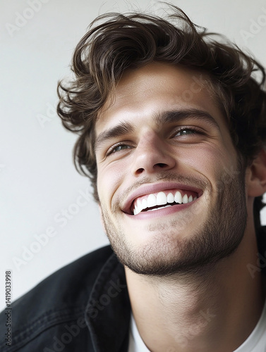 Business man on white background, Business man smiling close-up