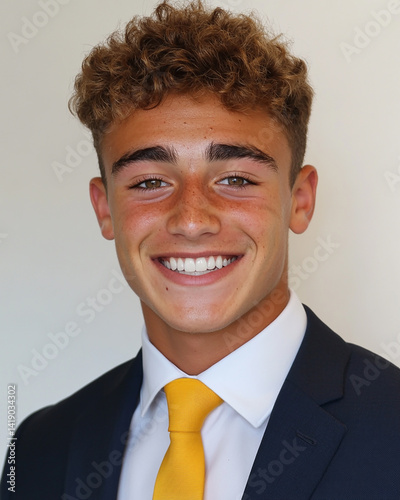 Business man on white background, Business man smiling close-up