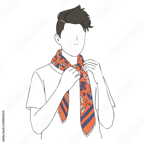 Tying a Stylish Scarf – Fashion Accessory Illustration