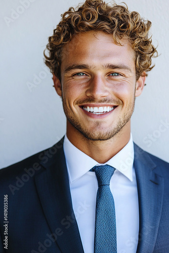 Business man on white background, Business man smiling close-up