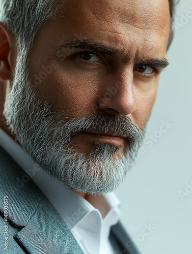 Business man on white background, Business man smiling close-up