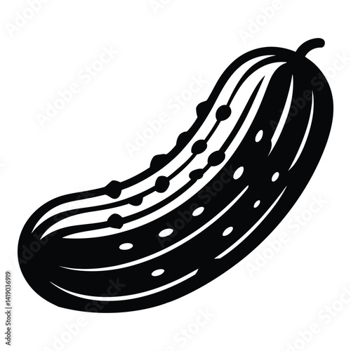 Pickle Silhouette, Vector, Icon, Logo, White Background.