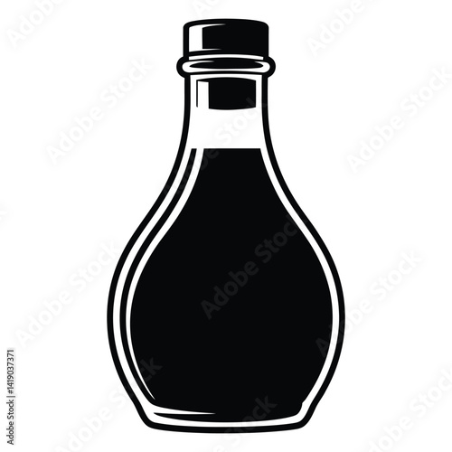 Salad Dressing Silhouette, Vector, Icon, Logo, White Background.