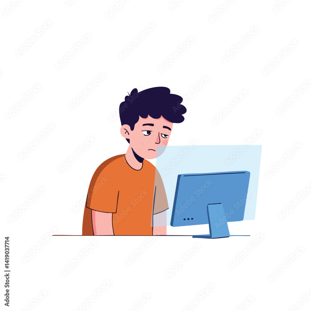 Bored Man Looking at Computer Monitor
Bored Man Looking at Computer Monitor