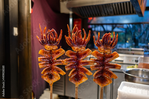 Obraz na płótnie Grilled squid in Jinli Street, Chengdu, China w salonie
