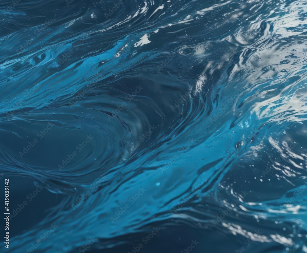 Obraz premium Abstract blue water background with flowing ripples and swirls Liquid texture with dynamic movement , shiny, serene