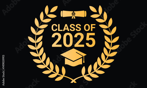 Graduation class of 2025 year education vector icon template