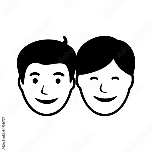 smiling faces side by side icon, smiling faces side by side vector,