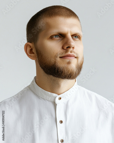 Business man on white background, Business man smiling close-up