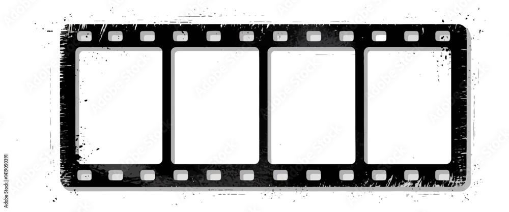 Obraz premium Vintage black film strip frame with 35mm photo reel design