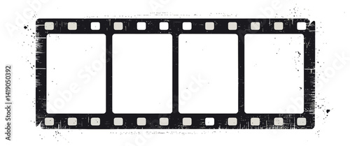 Vintage black film strip frame with 35mm photo reel design
