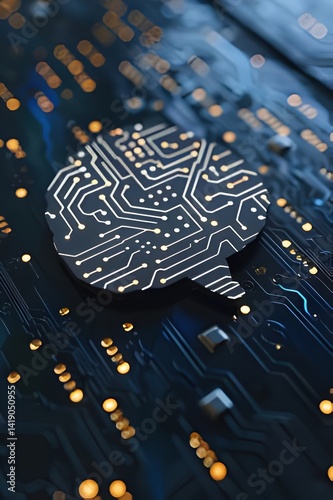 Futuristic Brain Microchip – Artificial Intelligence Concept
