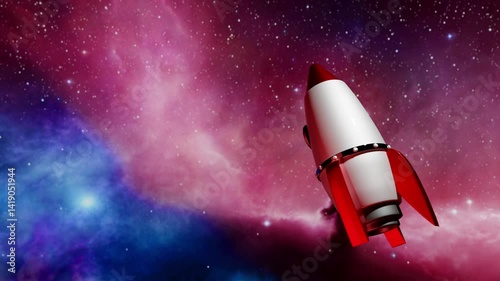 3d rocket flies into space