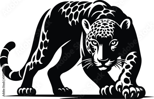 Jaguar Prowling Stealthily in Silhouette