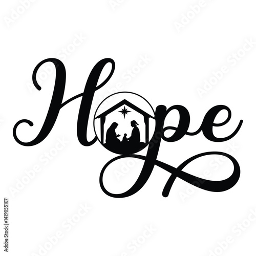 Hand Drawn Christian Nativity Scene Vector for T-shirts
