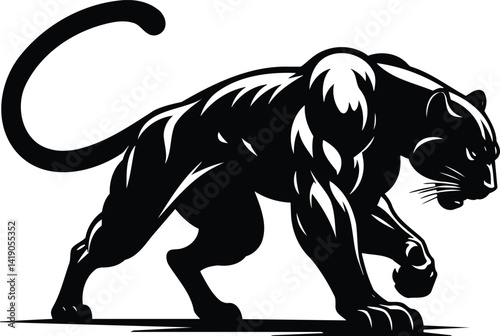 Prowling Panther Silhouette Exuding Power and Stealth