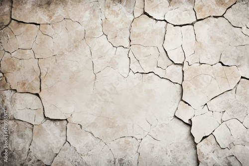 White cracked wall background. Cracked wall texture.  Damaged wall texture. Cracks in a wall.