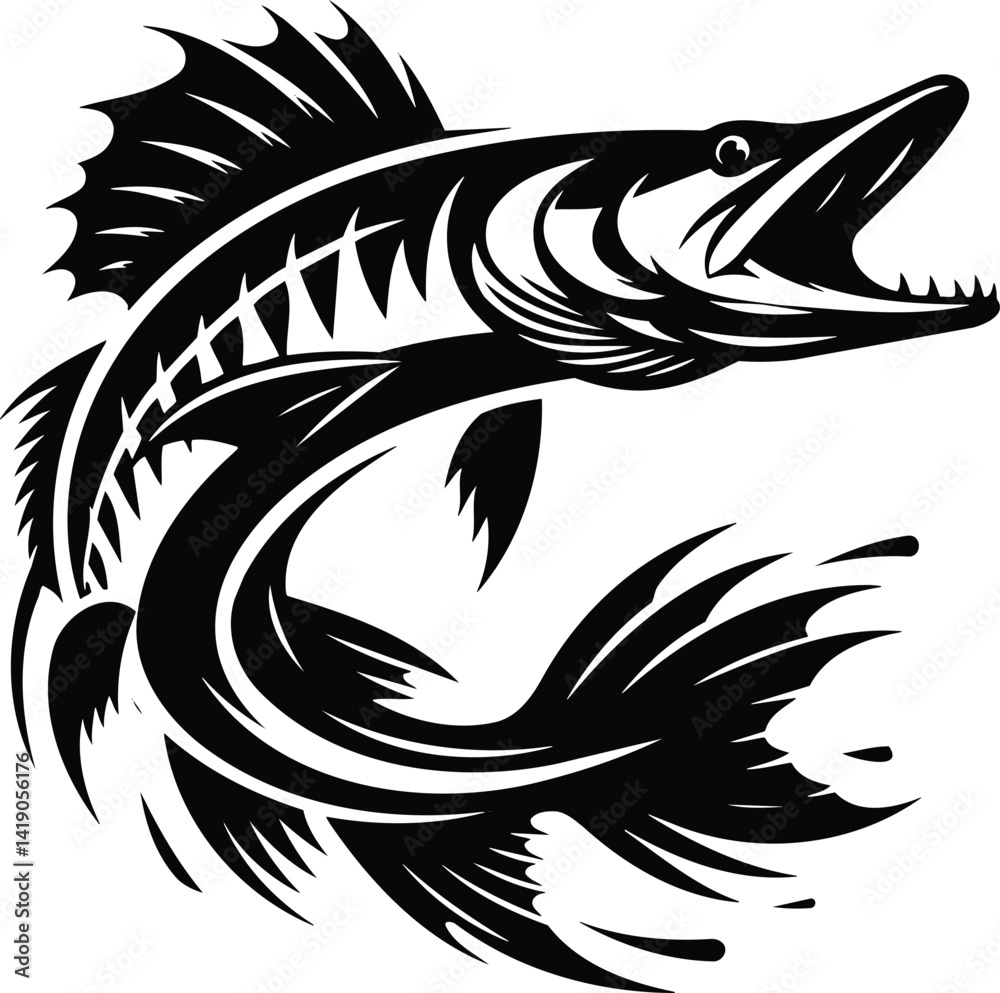 Fototapeta premium Dynamic Pike Silhouette in Striking Pose