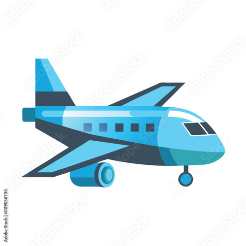 side angle view of Flat design air plane, vector illustration on white background