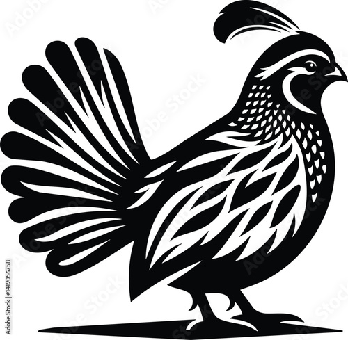 Proud Quail Silhouette Standing Tall in Modern Vector Art