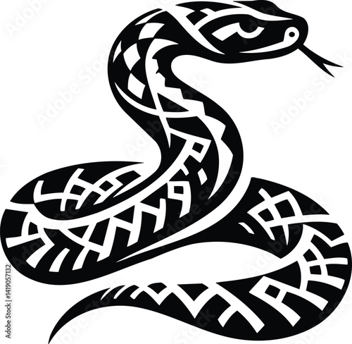 Coiled Rattlesnake Silhouette Poised to Strike
