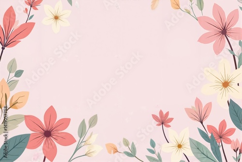 Hand drawn abstract floral spring background with flowers, Flat design spring background with flowers