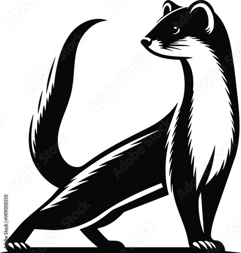 Alert Stoat Silhouette Standing on Hind Legs