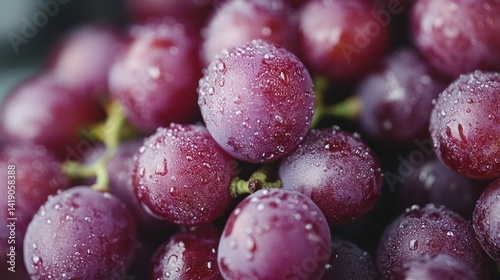 Wallpaper Mural Close-up of fresh, plump red grapes covered in water droplets Torontodigital.ca