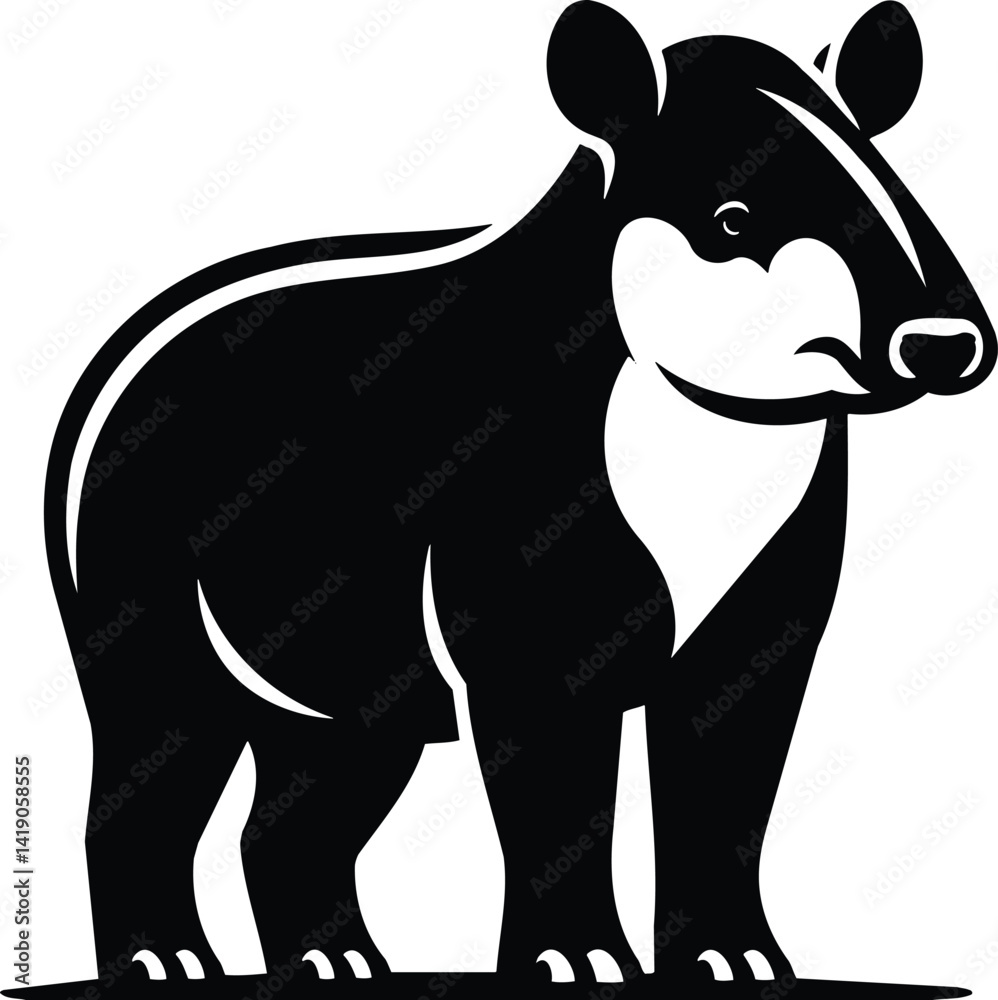 Obraz premium Tapir Standing Confidently Silhouette with Raised Snout