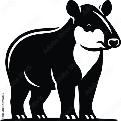 Tapir Standing Confidently Silhouette with Raised Snout