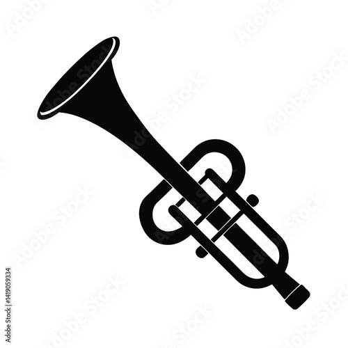 Trumpet Stencil Icon Silhouette Vector Illustration