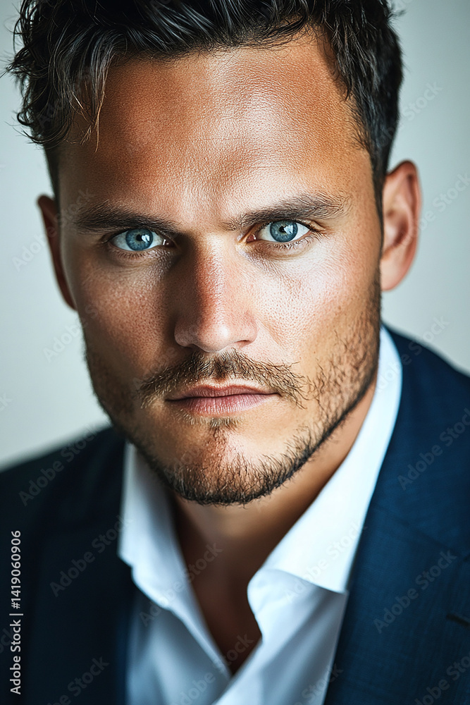 Business man on clean background, close up portrait of a smiling man in a suit Business man on clean background, close up portrait of a smiling man in a suit