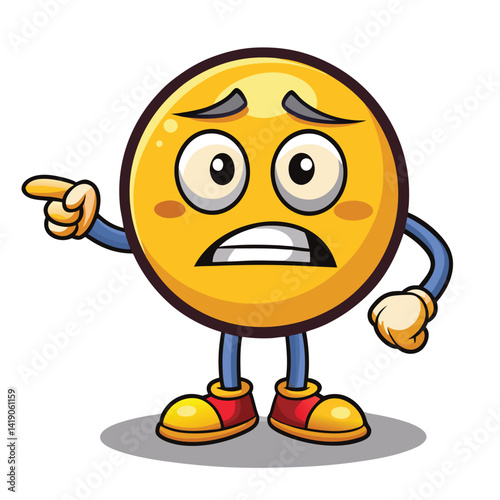Upset Emoji Character Pointing