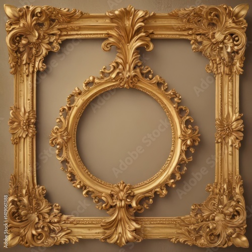 gold picture frame, golden picture frame, antique gold frame