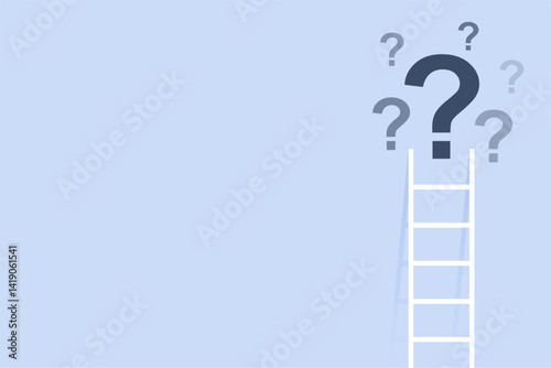 simple ladder leading to the question mark icon challenge concept background