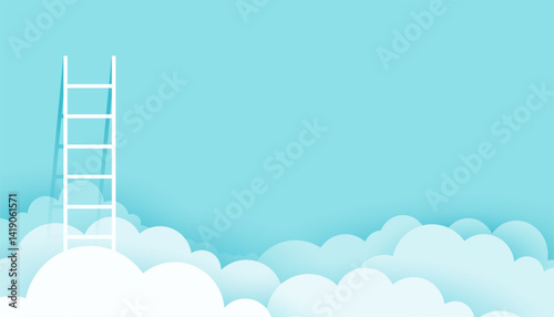 minimalist ladder above the clouds leaning towards wall vector design