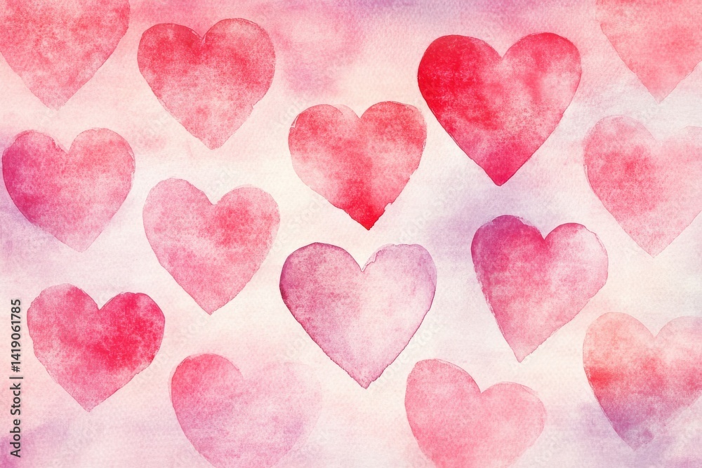 Fototapeta premium Delicate watercolor heart design for romantic valentine's day cards and love-themed projects, ideal for heartfelt expressions and personalized messages