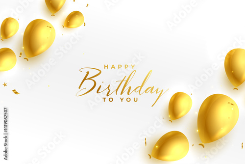 happy birthday event party banner with decorative golden balloons